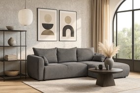 DALLAS – narożnik rozkładany prawy 255x165 cm, Raven 7 szary