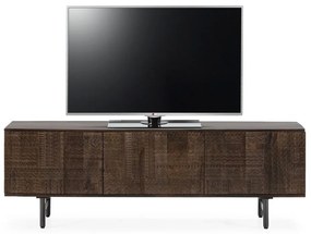 Ciemnobrązowa szafka pod TV z litego drewna mango 145x48x40 cm Kalai – MOME