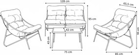 Zestaw Mebli Ogrodowych VIBE 4 Częściowy Fotele Sofa Stolik SZARY