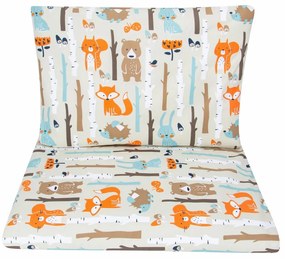 Pościel 135x100 Do łóżeczka 140x70 Poszewki Z Wypełnieniem - Las Beżowy