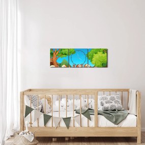 Obraz - Wesołe wiewiórki (z zegarem) (90x30 cm)