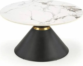 Stolik kawowy GORETTI 80x80 biały marmur/czarny