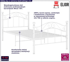 Łóżko metalowe białe w stylu industrialnym 90x200 cm - Zaxter