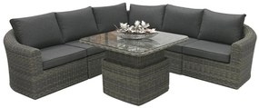 Rattanowy zestaw modułowy BORNEO LUXURY dla 5 osób (szary)