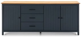 Ciemnoniebieska niska komoda z litego drewna sosnowego 190x80 cm Miranda – Marckeric