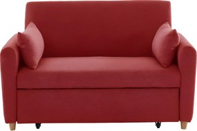 Kanapa 2-osobowa AYLA z tkaniny, rozkładana – kolor czerwony