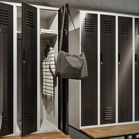 Szafka ubraniowa z ławką i daszkiem KACPER II PRO, 600 x 2295 x 850 mm, szaro-antracytowa