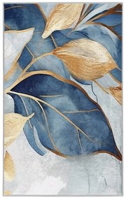 Dywan w niebiesko-złotym kolorze odpowiedni do prania 120x180 cm Golden Leaves – Mila Home