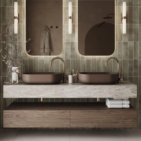 Umywalka betonowa nablatowa owalna bez otworu 60 x 32 cm FORMO | różne kolory : Kolor - Popielaty