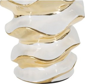 Ceramiczna lampa stołowa w biało-złotym kolorze z tekstylnym kloszem (wysokość 53 cm) Glam Space – Mauro Ferretti