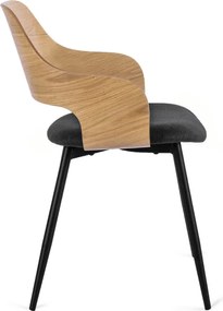 Krzesło Tapicerowane z Drewna Giętego ORBI Dąb Złoty/Czarne Nowoczesne Loft