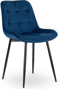 Krzesło Tapicerowane do Jadalni CHRIS Granatowe Welurowe Nowoczesne Loft