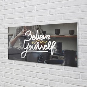 Szklany Panel Człowiek i Napis