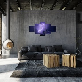 Obraz - fioletowe niebo i błyskawica (125x70 cm)