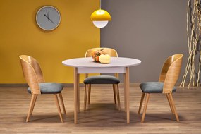 Stół Okrągły rozkładany 102-142x102x75 cm płyta kaszmir/naturalny PIVOT