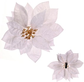 Sztuczny kwiat Poinsettia, biały, średnica 20 cm