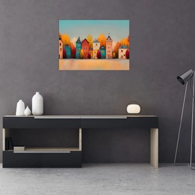 Obraz na szkle - Jesienna wieś (70x50 cm)