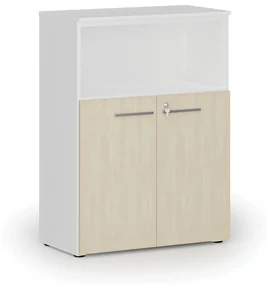 Szafa biurowa kombinowana PRIMO WHITE, 1087 x 800 x 420 mm, biały/brzoza
