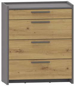 Duża komoda z 4 szufladami dąb artisan + antracyt P5-R31