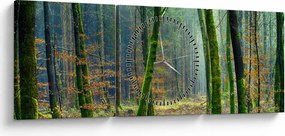 Obraz lasu (z zegarem) (90x30 cm)