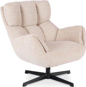 Fotel Wypoczynkowy Obrotowy REAL do Salonu Kremowy Nowoczesny