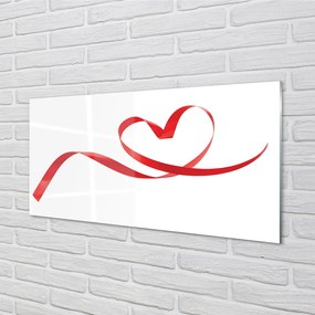 Panel szklany do Kuchni Serce z Czerwoną Wstążką