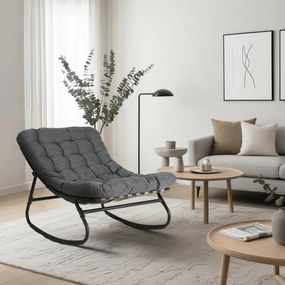 Bujany fotel na taras Aurora - bujak ogrodowy z pikowaną poduchą, szary