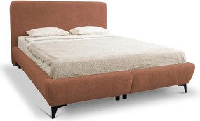 Tapicerowane łóżko dwuosobowe ze stelażem i schowkiem 180x200 cm w kolorze terakoty Makapu – Makamii