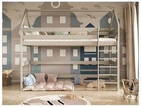 Łóżko domek na antresoli TOBI 2 180x80 szare drewniane KOCOT KIDS