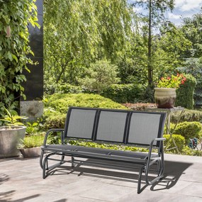 Outsunny Ławka bujana ogrodowa 3 osobowa metalowa czarna solidna konstrukcja 151x75x85 cm | Aosom PL