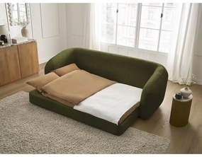 Zielona rozkładana sofa z tkaniny szenilowej 228 cm Neyo – Bobochic Paris