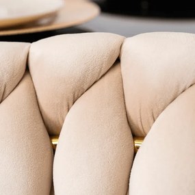 Krzesło Tapicerowane Plecione do Salonu CAPI Kremowe Welurowe do Toaletki Glamour