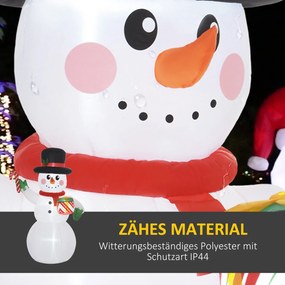 Outsunny 1,8 m Bałwan z Laską Cukrową &amp; Prezentem, Samonadmuchiwany, z LEDami, Odporny na Warunki Pogodowe