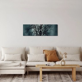 Obraz drzewa podczas zaćmienia (z zegarem) (90x30 cm)