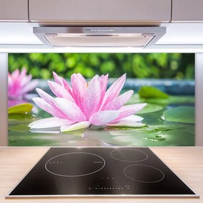 Panel Szklany Kwiat Lotosu na Lustrze Wody
