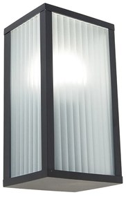 Inteligentna lampa ścienna zewnętrzna czarna z żebrowanym szkłem z WiFi A60 - Charlois