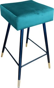 Hoker MAX krzesło barowe tkanina Welur podstawa metalowa : Kolor nogi - Czarno-złota stożek, Kolor tkaniny - VELVET - MG20, Typ siedziska - Siedzisko stałe