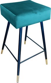 Hoker MAX krzesło barowe tkanina Welur podstawa metalowa : Kolor nogi - Czano-złota stożek, Kolor tkaniny - VELVET - MG20, Typ siedziska - Siedzisko stałe