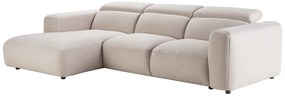 Kanapa narożna lewostronna  z beżowej tkaniny melanżowej NELORIM