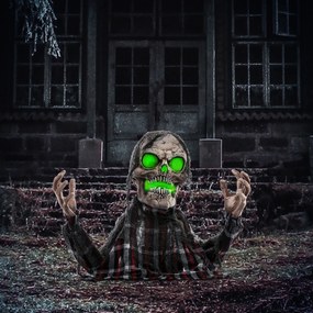 HOMCOM Dekoracja na Halloween Groundbreaker-Szkielet, giętkie ramiona, świecące oczy, upiorny wyc