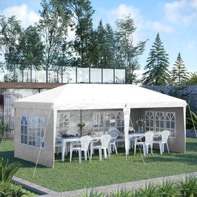 Outsunny Faltpavillon, Namiot imprezowy, 4 duże okna, zdejmowane ściany, rama metalowa, 5,85 x 2,95 x 2,7 m, Biały