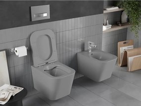 Mexen Teo miska wc Rimless z deską wolnoopadającą slim, duroplast, szara jasna mat - 30854061