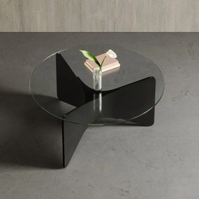 Czarny okrągły stolik ze szklanym blatem 87x87 cm Madera – Umbra