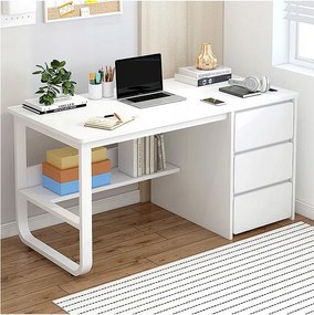 Biurko komputerowe młodzieżowe białe styl skandynawski duże półki 100cm