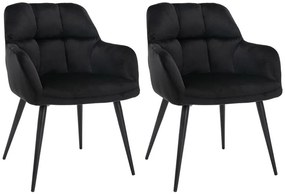 Zestaw 2 krzeseł PEGA marki Pascal Morabito - Podłokietniki - Welur i metal - Czarny