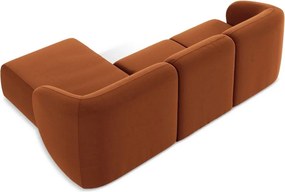 Aksamitny narożnik (prawostronny/z szezlongiem) w kolorze terakoty Lani – Makamii