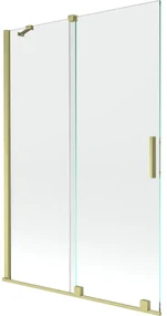 Mexen Velar parawan nawannowy 2-skrzydłowy rozsuwany 120 x 150 cm, transparent, złoty szczotkowany - 896-120-000-01-55