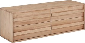 Szafka pod umywalkę podwieszana z litego dębu - Jasny naturalny - 150 cm - SARLO