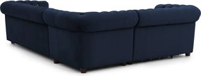 Niebieski aksamitny rozkładany narożnik (lewostronny/w kształcie litery L) York Blik – Ropez