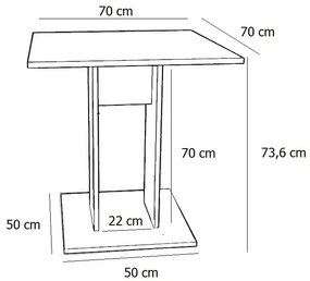 Stolik kwadratowy barowy beton + czarny R5-C58